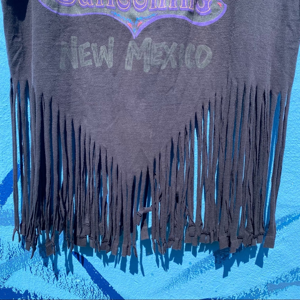 Vintage black hot air balloon crop top tee with fringe, size large - Picture 6 of 9